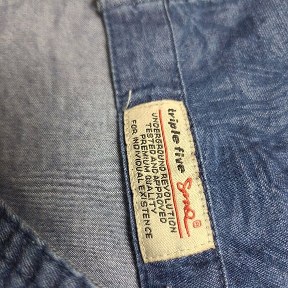 Triple Five Soul Blue Floral Pattern Button Down Short Sleeve Shirt Size Medium‎ - Picture 10 of 12